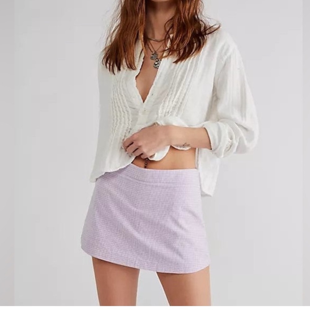 Free People Big Dreams Skort Lavender Gingham 10